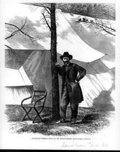Generálporučík Ulysses S. Grant, ve svém ústředí, ilustrace z 