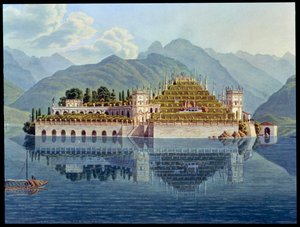 Terasovité zahrady, Isola Bella, jezero Maggiore, Itálie, 1819