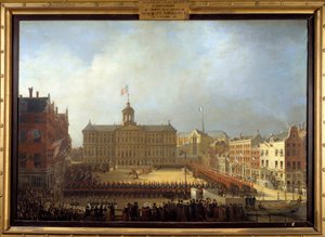 Příjezd Napoleona I. (1769-1821) na Place Royale v Amsterdamu 15. 10. 1811 Obraz Mathieu Ignace Van Bree (1773-1839) 1811 Boissy Saint Leger. Zámek Grosbois