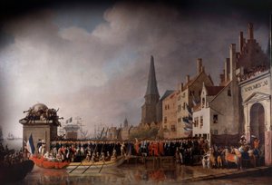 Vchod Napoleona Bonaparte (1769-1821) a Josephine de Beauharnais (1763-1814) v Antverpách obraz 18/07/1803 od Mathieu Ignace Van Bree (1773-1839)