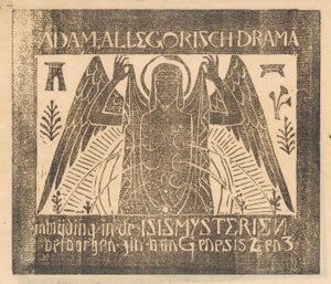 Okřídlená postava se šesti ňadry Adam, Alegorické drama (název na předmětu) od Mathieu Lauweriks (attributed to)