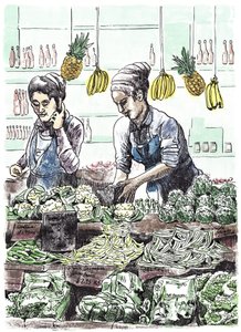 Borough Veg 2, 2013 (tuš na papíře)