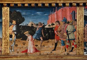 Madonna mit Kind und den Heiligen Jakobus, Augustinus, Bernhardin und Margarete, erste Jahrzehnte des 14. Jahrhunderts von Matteo di (c.1430-95) Giovanni