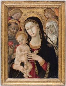 Madona s dítětem se svatou Kateřinou Sienskou, svatým Antonínem Paduánským a anděly od Matteo di Giovanni