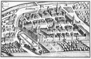 Güntzburg - výňatek z Topographia Sueviae (Švábsko) od Matthaus Merian