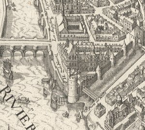Hôtel de Nevers na Merianově plánu Paříže z roku 1615 - David Rumsey od Matthaus Merian