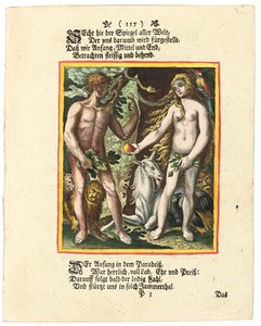 Adam a Eva, asi 1700-1725 od Matthaus Merian