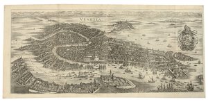 Skládací panorama Benátek, 1688, tištěno kolem roku 1700