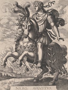 Deska 6: Císař Nero na koni, z „Prvních dvanácti římských císařů“, po Tempes..., 1610-50