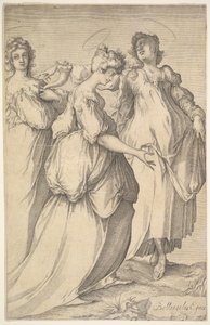 Tři Haloed ženské postavy, ca. 1610-50. od Matthaus Merian