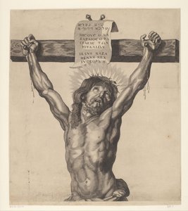 Kristus na kříži Série Ecce Homo, Kristus ukřižovaný, Panna Maria a Jan Evangelista (název série) od Mattheus Borrekens