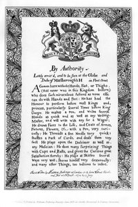 Kaligrafický výstavní účet Matthewa Buchingera, trpaslíka z Nurnburgu, 1717, 1840 od Matthew Buchinger
