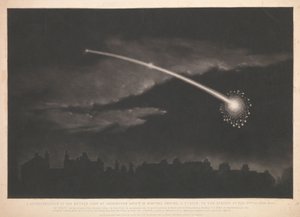 Vyobrazení meteoru pozorovaného v Paddingtonu asi 12 minut před jedenáctou hodinou večer 11. února 1850. od Matthew Cotes Wyatt