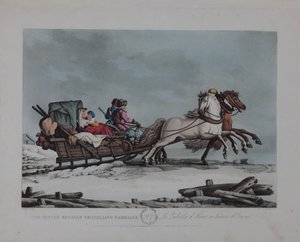 Zimní ruský cestovní kočár, 1810s