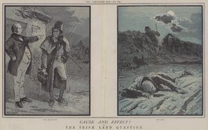 Příčina a následek! nebo, The Irish Land Question (color litho) od Matthew