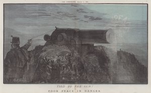 Přivázaný ke zbrani! nebo, Chudák mír v nebezpečí (barva litho) od Matthew