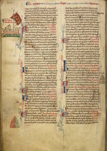 Royal 14 C. VII, f.116v Okrajová kresba krále Jindřicha III. plavícího se přes Lamanšský průliv do Bretaně, s částí doprovodného textu vlastní rukou autora, ilustrace z 