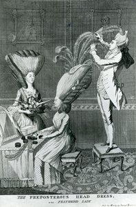 Bláznivá čelenka, nebo péřová dáma, 1776 od Matthew or Matthias Darly
