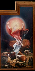 Oltářní obraz z Issenheimu (nebo Isenheimu): „“Vzkříšení“““ Panely od Mathise Neithardta Gothardta dit Matthias Grunewald (1480-1528) (ec.all.) 1512-1516 Colmar, Musee Unterlinden