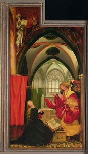Zvěstování z Isenheimského oltáře, levé křídlo, kolem 1512-16 (olej na panelu)