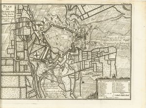 Beleg van Bethune, 1710 Mapa opevněného města Bethune v Artois obleženého spojenci (název na objektu)