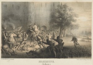 Bulgersteyn obležený Normany, kolem roku 810 Bulgersteyn (Norové) (název na objektu) od Matthijs Willem Gerardus Michielsen