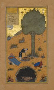 Jak byl ve studni utopen chlouba, Folio 33v z Haft Paikaru..., ca. 1430. od Maulana Azhar