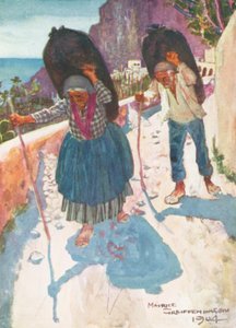 Nosiče dřevěného uhlí, Amalfi (barevná litografie)