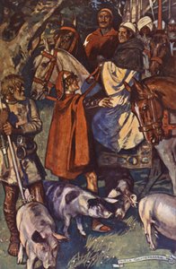 Ilustrace k Ivanhoe od Sira Waltera Scotta (barevná litografie)