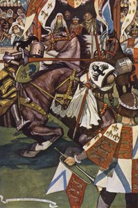Ilustrace k Ivanhoe od Sira Waltera Scotta (barevná litografie)