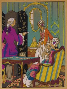 Ilustrace k historii od Manon Lescaut (barevné lito) od Maurice Berty