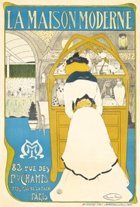 Plakát inzerující pařížskou uměleckou galerii „La Maison Moderne“, kterou otevřel Julius Meier-Graefe v roce 1899, 1898