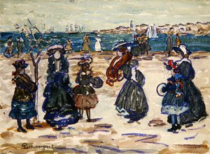 Přes přístav, Salem (akvarel a kvaš přes grafit na papíře) od Maurice Brazil Prendergast
