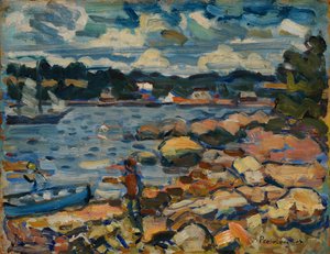 Brooksville, Maine (řeka a skály) od Maurice Brazil Prendergast