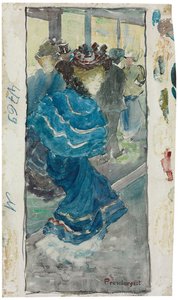 Elegantní žena v modrých šatech, cca 1893-94 od Maurice Brazil Prendergast
