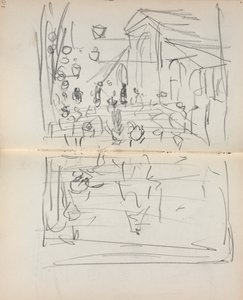 Italský náčrtník: Most s figurami strana 209 & 210, 1898-1899. od Maurice Brazil Prendergast