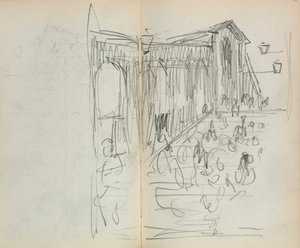 Italský skicář: Most s figurami strana 95 & 96, 1898-1899. od Maurice Brazil Prendergast