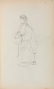 Italský náčrtník: Stojící žena držící brašnu strana 56, 1898-1899. od Maurice Brazil Prendergast