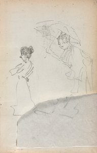 Italský skicář: Stojící žena v profilu & Muž s deštníkem strana 2, 1898-1899. od Maurice Brazil Prendergast