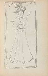 Italský náčrtník: Stojící žena se slunečníkem strana 233, 1898-1899. od Maurice Brazil Prendergast