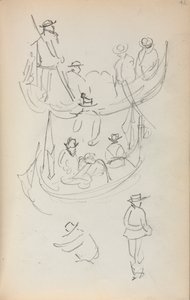 Italský náčrtník: Dvě gondoly s figurami, 1898-1899. od Maurice Brazil Prendergast