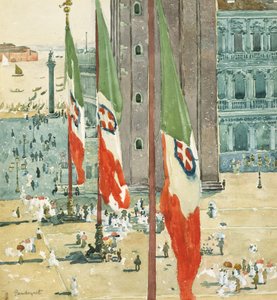 Piazza di San Marco, asi 1898-99 (čb a grafit na bělavém vliesovém papíře) od Maurice Brazil Prendergast