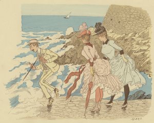 Stojící na molu v La Condamine v Monte Carlu; Monako. (barva lito) od Maurice Charles Mathieu Bonvoisin