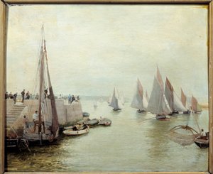 Návrat rybolovu v roce 1880. Obraz Courant Maurice (1847-1925) od Maurice Courant