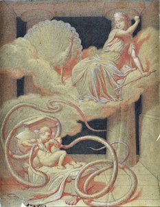 Herkulovo dítě zabíjející hady, které Hera poslala, aby ho zabili v jeho kolébce (kresba) od Maurice De Vaines