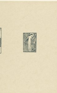 Ilustrace s nahou světicí stojící u stromu poblíž básně ve sbírce básní Paula Verlaina Petit bois pour Sagesse L