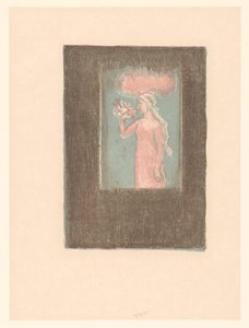 Mladá dívka s květinami před oknem od Maurice Denis