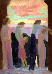 Marthe Denis a děti na balkóně, c1900-1940 od Maurice Denis