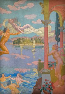 Příběh psychiky, panel II. Zefýr přepravující Psyche na Ostrov rozkoše od Maurice Denis