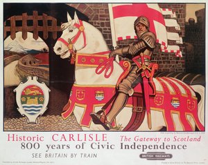 Reklamní plakát britské železnice „Historic Carlisle, Gateway to Scotland“, 1924